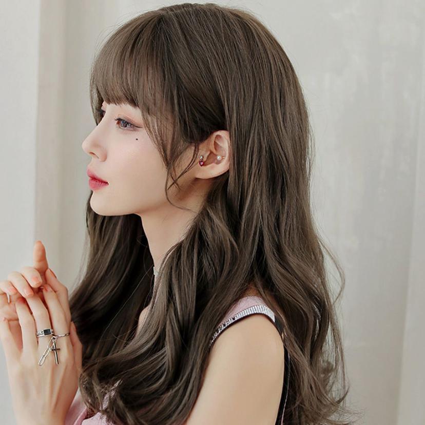 로맨틱 웨이브 긴머리 통가발 올리브 브라운