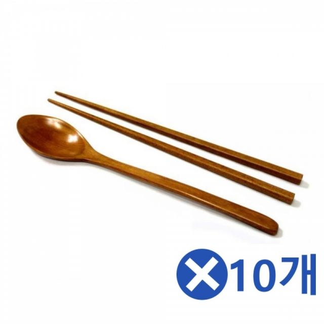 나무수저 젓가락 숟가락 포크 옻칠수저 업소용 식당 수저젓 10개
