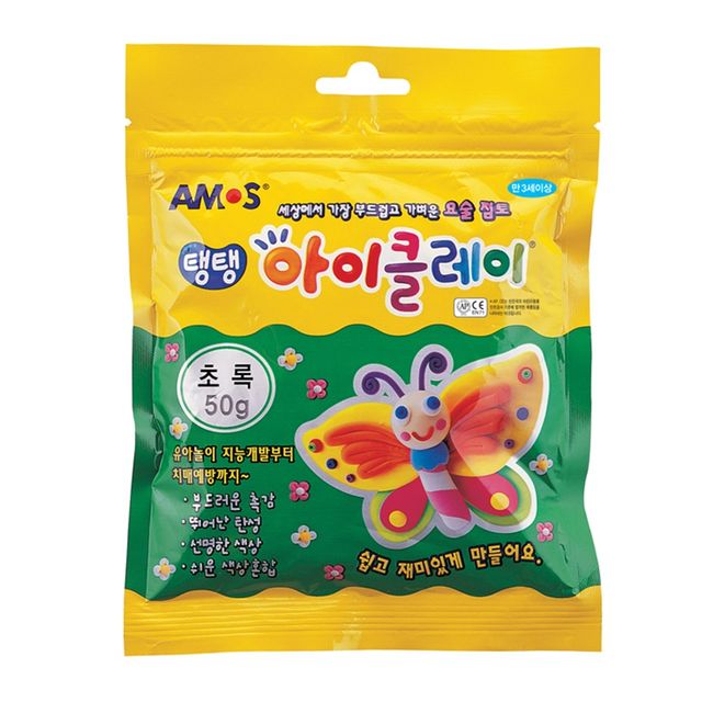 아모스 탱탱 아이클레이 50g 초록색 1갑 - 자연색 점토 놀이 세트
