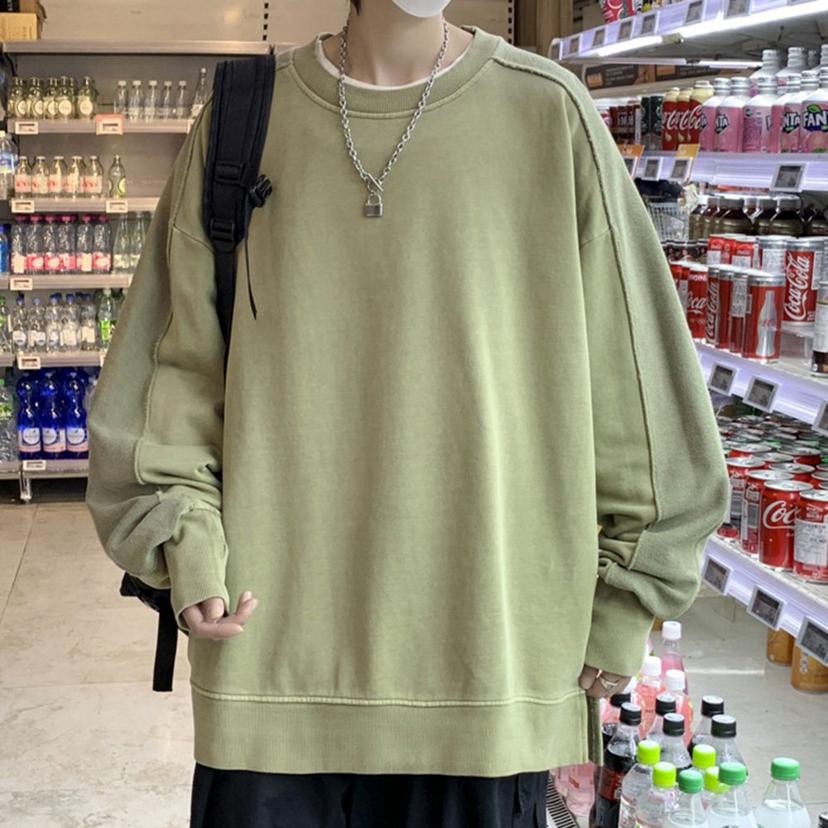 남성 오버핏 라운드 티셔츠 - 데일리 캐주얼 패션