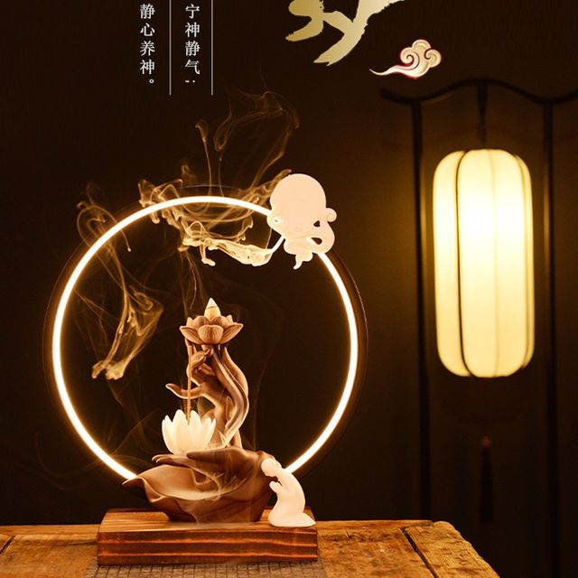 연꽃 LED등 장식소품 역류 향로 불교용품
