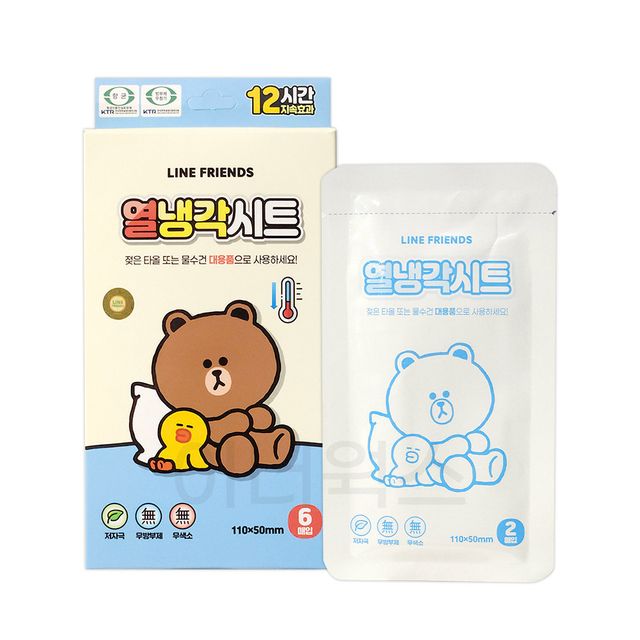 라인프렌즈 열냉각시트 6매입 - 국산 해열패치
