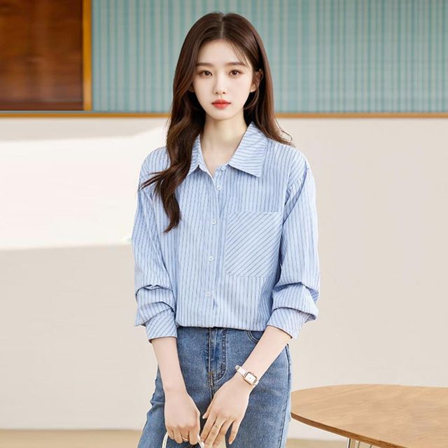 쉬폰 블라우스 여성용 가을 겨울 봄 셔츠