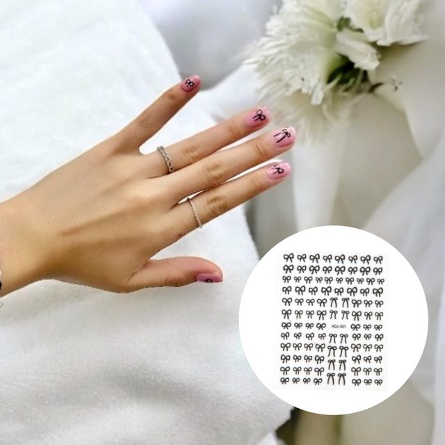 Jpar 네일아트 리본 네일스티커 다양한 사이즈 블랙 - 세련된 포인트 디자인