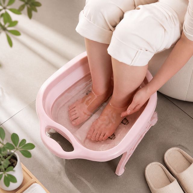 지압 롤러 발마사지기 접이식 족욕통 보관 편리한 족탕기 바스켓