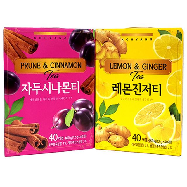 쿨샵 고향 자두시나몬 레몬진저 레몬차 40개입 - 상큼한 과일차