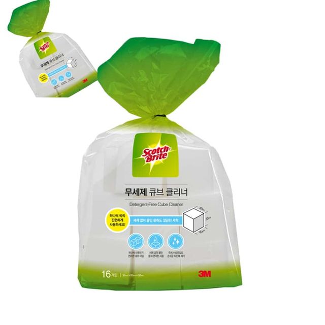 3M 무세제 큐브 클리너 50x50x50mm 16개입 큐브클리너 3M클리너 무세제클리너 50x50x50미리클리너