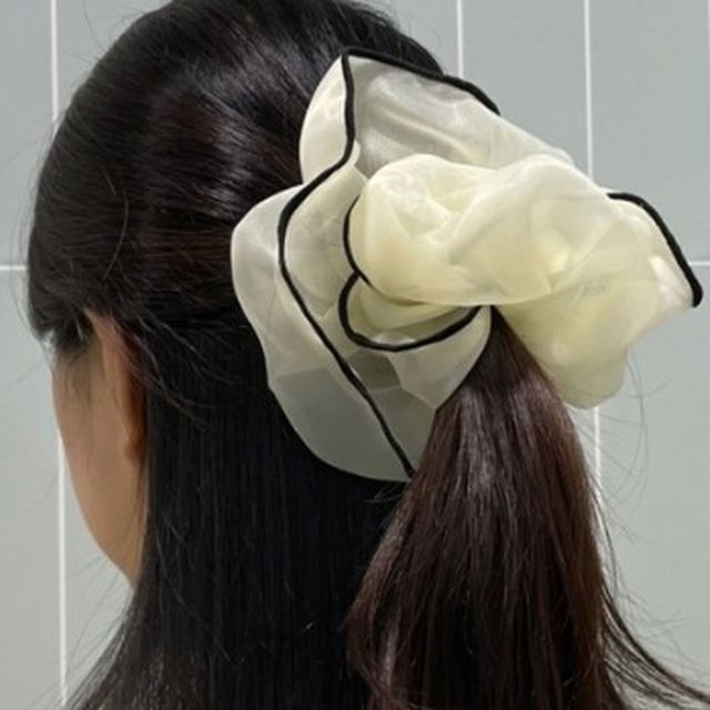 쉬폰머리고무줄 스크런치 쉬폰 투톤 화 곱창머리끈