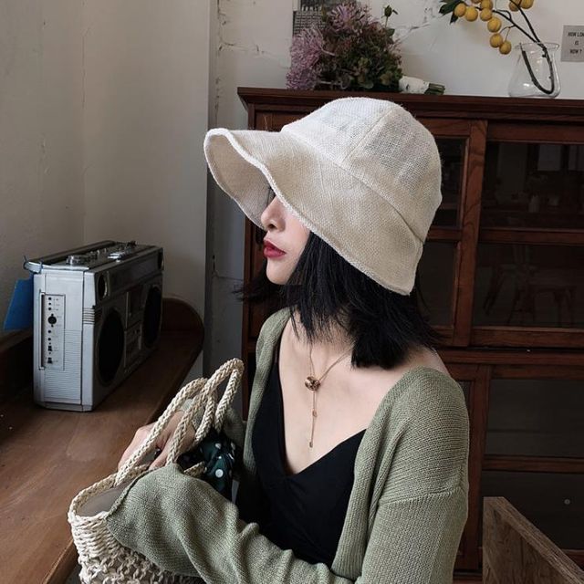 린넨 데일리 버킷햇 1P 여성 여름 모자 벙거지 스타일
