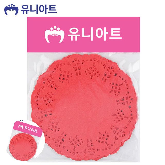 레이스 장식 종이컵받침 칼라 소 빨강 미술놀이