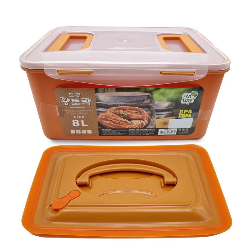 황토락 김치통 6호 8L - 누름판 포함 절임 밀폐 용기