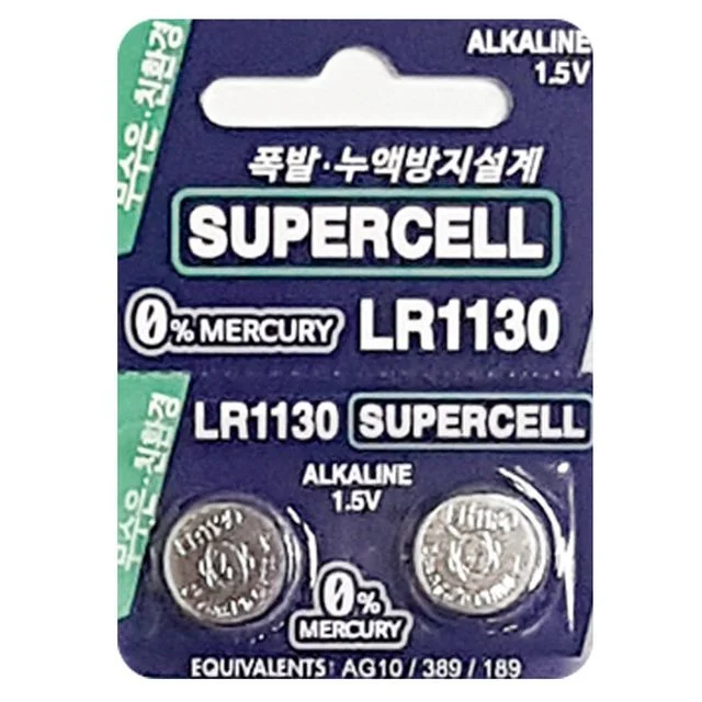 알카라인 버튼셀 무수은 건전지 LR1130 (낱개2P)