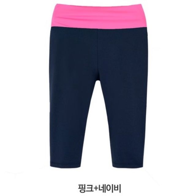 여성 비치웨어 레쉬가드 운동복 6부레깅스 핑크네이비
