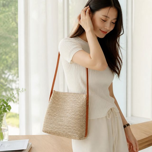 숄더백 그물망사 가방 바구니형 토트백 여름휴가 여행용 비치백 쇼퍼백 파우치