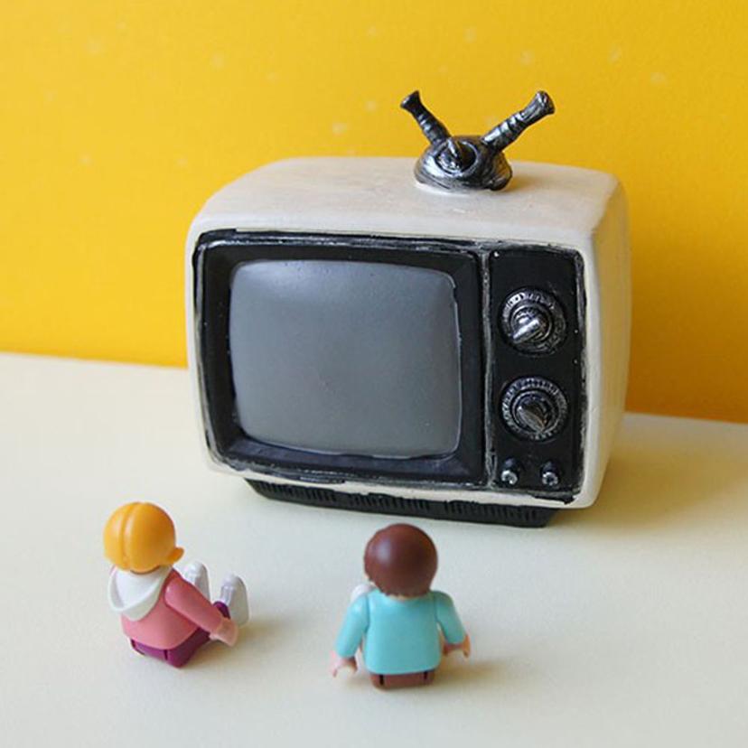 레트로 미니어처 TV 화이트 1P 인테리어 장식 소품 - 미니어처