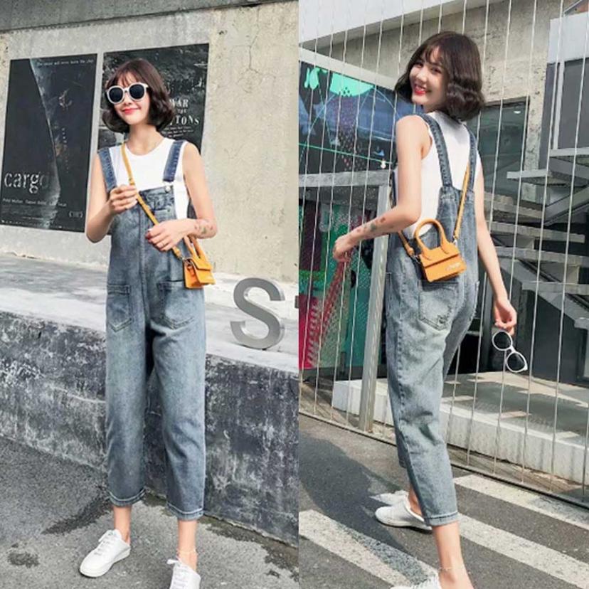 여성용 썸머 데님 멜빵 팬츠 캐주얼 여행 패션