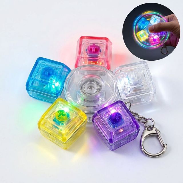 LED 5구 불빛 키캡 스피너 피젯 키링 클리커 클릭커 딸깍이 케이스포함
