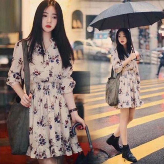 미니 청치마 패턴 나시 원피스 여름 꽃무늬 원피스