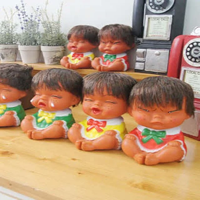 추억의 복고풍 못난이 인형 3P 세트 - 인테리어 장식 인형