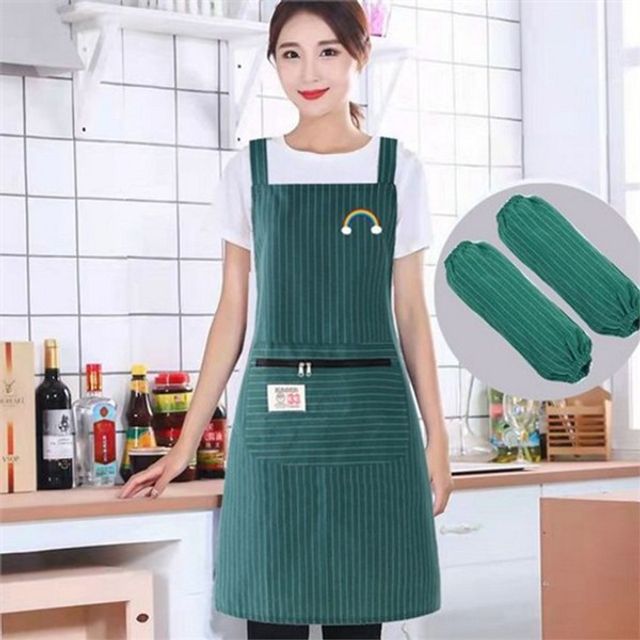 여성 앞치마 팔 토시 스트라이프 앞치마 데일리 주방 레스토랑 가정용 가벼운 포켓