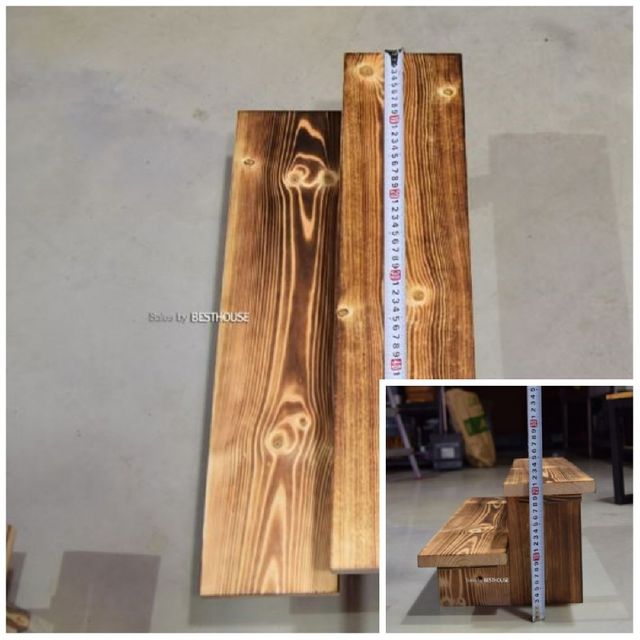 원목 우드 2단 계단 화분받침대 중 60x21cm 화분선반 원목화분받침대 화분정리대 화분진열대