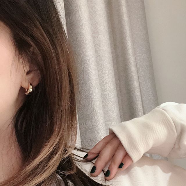 18K 골드 원터치 링 귀걸이, 데일리 패션 이어링