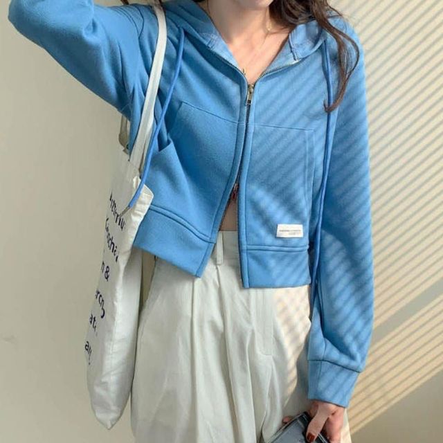 투웨이 후드티 집업 크롭티, 봄여름가을 코디