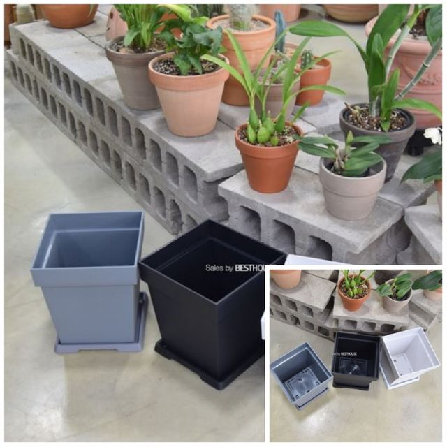플라스틱화분 WR 정사각 1호 23x23x25cm 인테리어화분 정원용품 플라스틱화분다이 엔틱화분