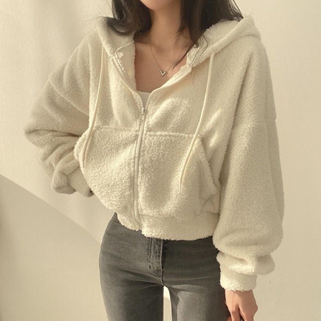 크롭 여자후드집업 여자후드점퍼 후드집업자켓 데이트