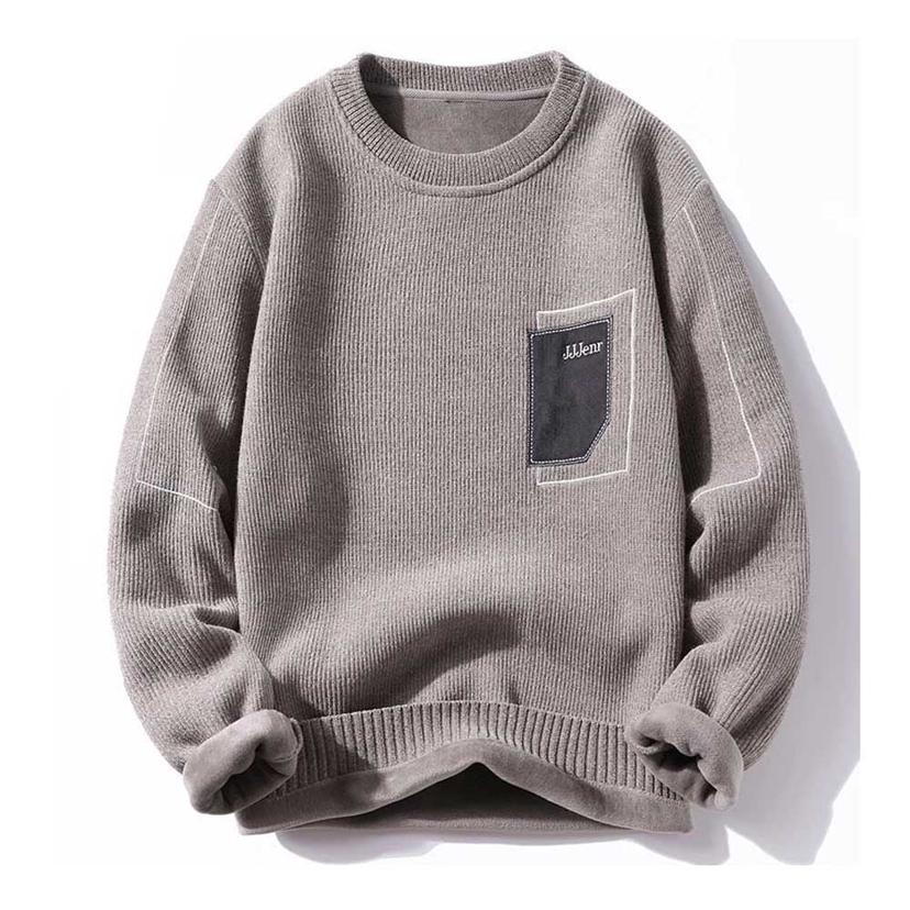남성 라운드넥 기모 코듀로이 니트티 3컬러 데일리