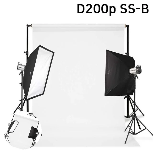 컨셉스튜디오 카메라조명 사진조명 스튜디오 촬영 세트 D200p SS-B 이동형 배경시스템 배경지135cm 화이트