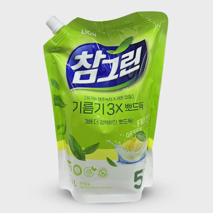 참그린 기름기 뽀드득 레몬 녹차 주방세제 리필 1.2L