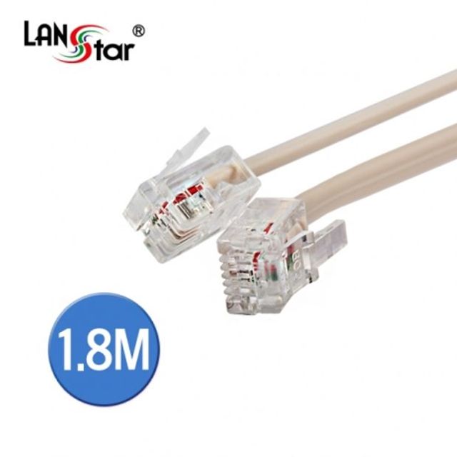 생활가전용품 전화선 케이블 6P2C IVORY 1.8M 쌍모듈 - 짧은 거리 연결용