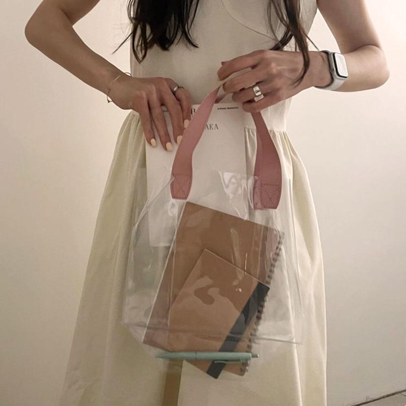 포인트 핸들 투명 가방 대사이즈 비치백 토트백
