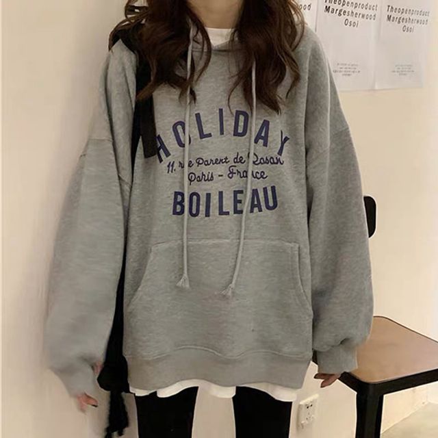 루즈핏 후드 티셔츠 여행 휴가복 여성 후드티 자켓