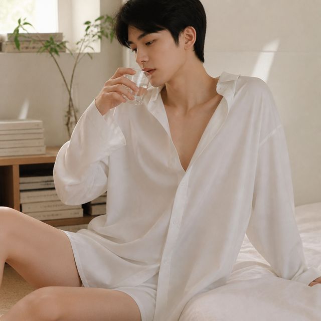 박시핏 잠옷 남성 루즈핏 파자마 상의 홈웨어 남자 티셔츠
