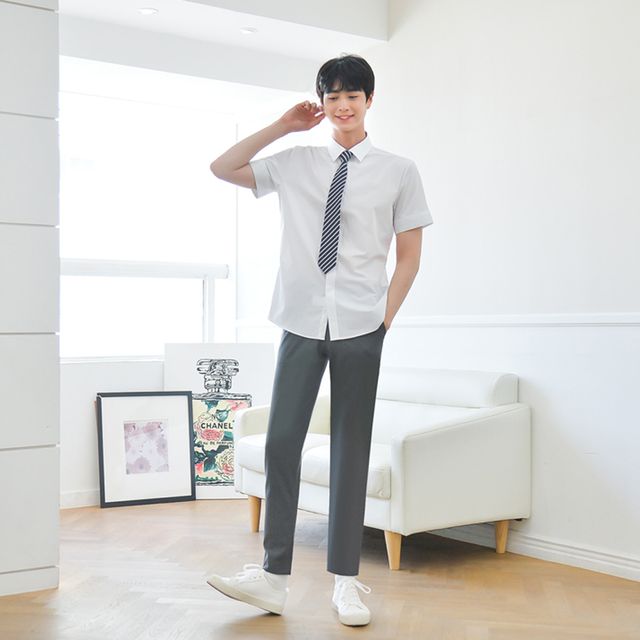 교복몰 스판 진그레이 남자 교복바지 하복 내구성 강한 착용감