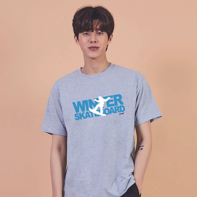 키밍 윈터 스케이트보드 그래픽 반팔 티셔츠 캐주얼