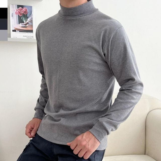남성 기본 면 반목폴라 티 상의