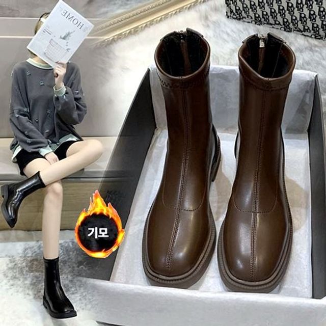 W808 LK 캐주얼 절개라인 뒷지퍼 부츠 여성 기모
