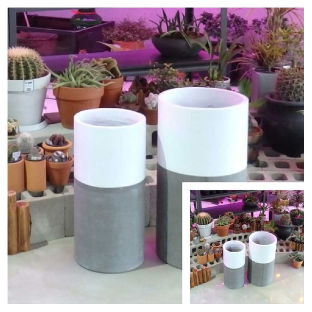 2개셋 시멘트화분 초대형 긴원형 C2L01 28x60 35x65cm 화분세트 돌화분 인테리어화분 긴화분