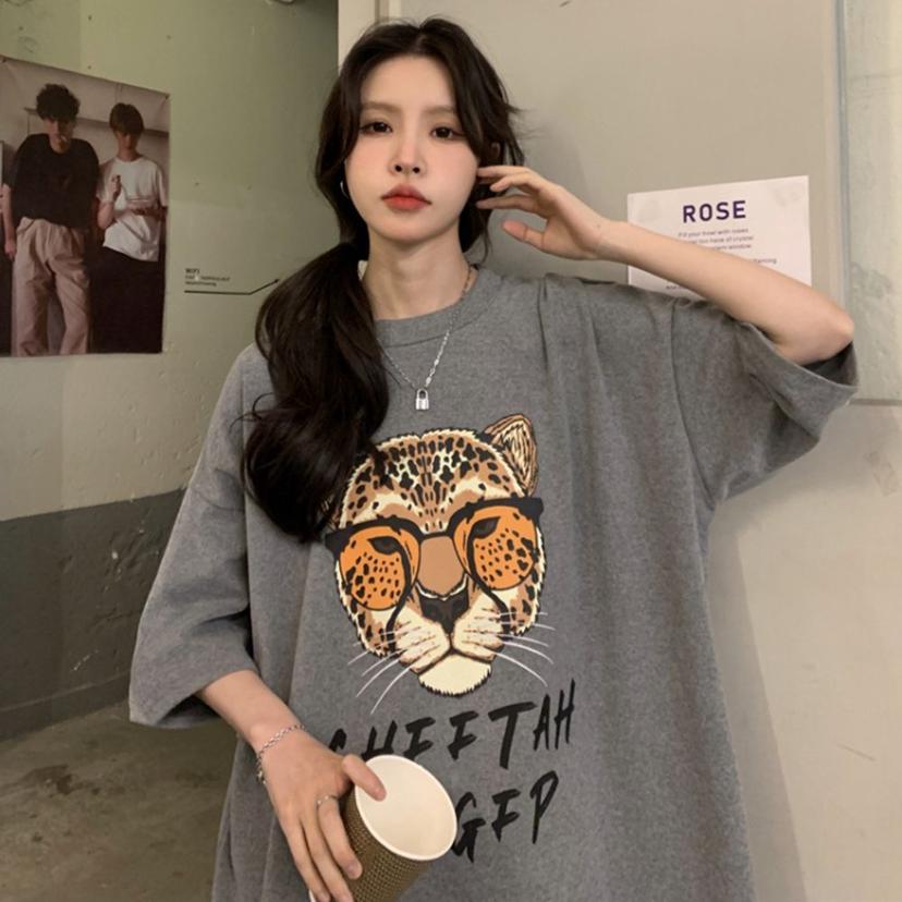 스판력 짱 좋은 데일리 치타 여자 반팔 티셔츠