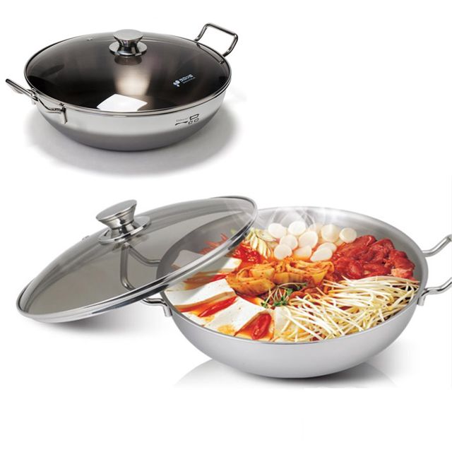 국내산 키친아트 통3중스텐 전골냄비 33cm 인덕션겸용