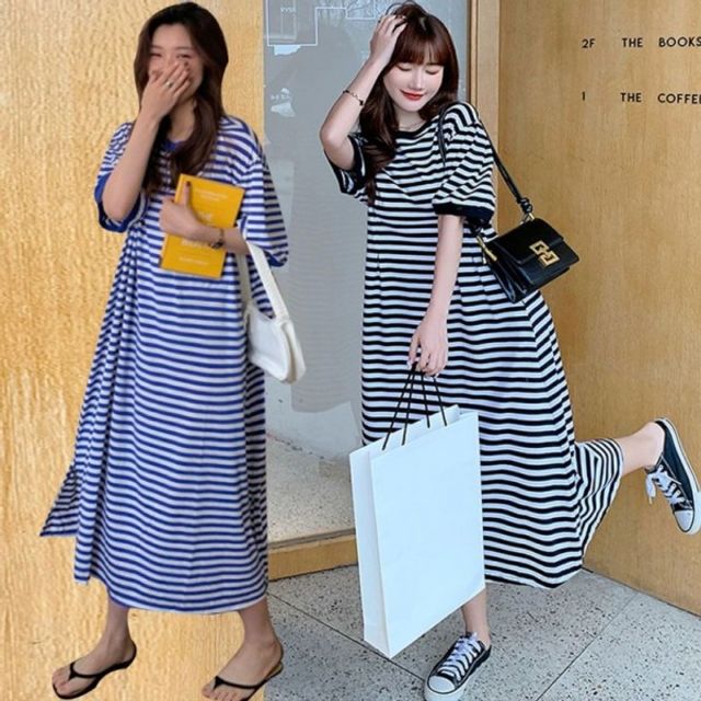 반팔원피스 우리들스타일 295 가로줄롱원피스 여름치마 스타일