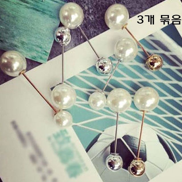미니 진주핀 브로치 3개묶음 - 심플한 패션 포인트 아이템
