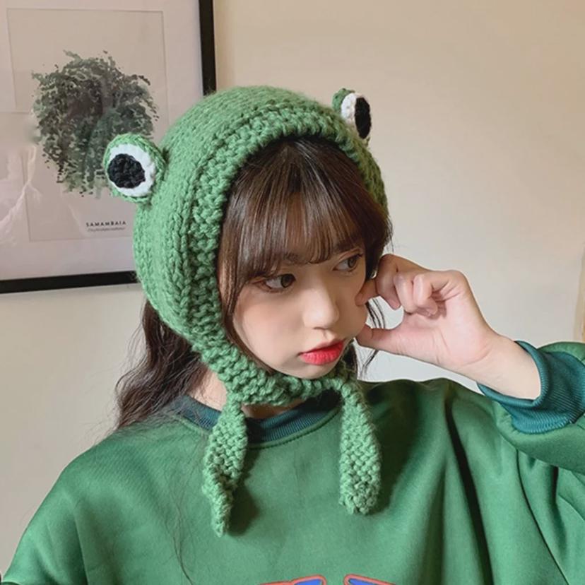 인싸 개구리 귀도리 모자 5컬러 니트 겨울 귀마개