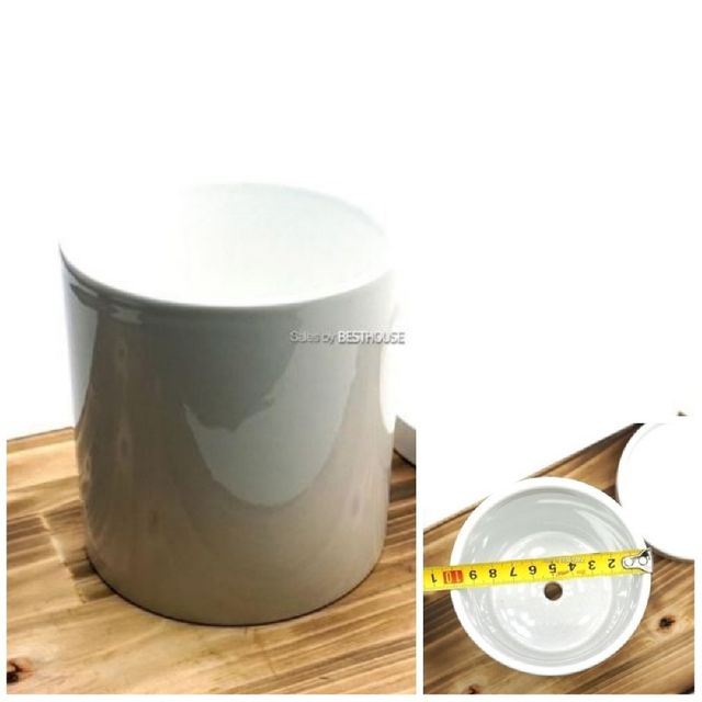 원통 화분 유광 화이트 10cm, 베란다 인테리어 원형 화분