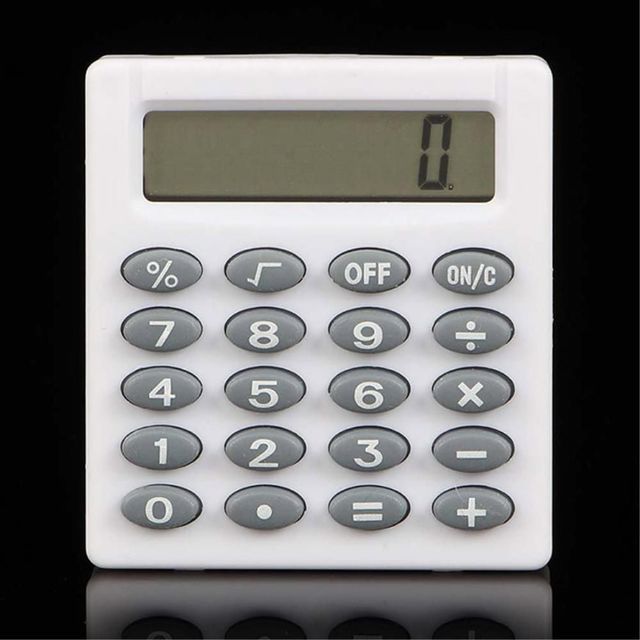 8자리 전자계산기 5p 화이트 4.5x5x0.8cm