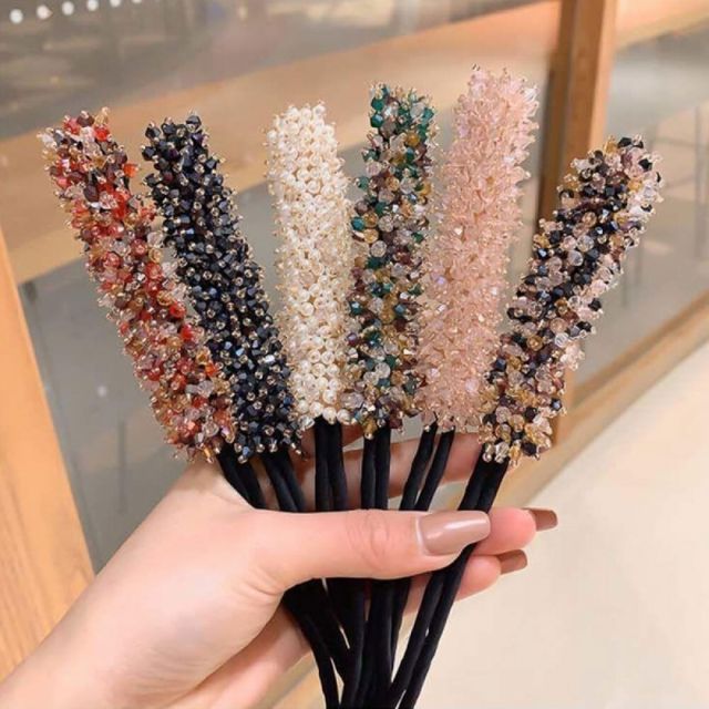 올림머리끈 큐빅 당고 헤어밴드 헤어악세사리