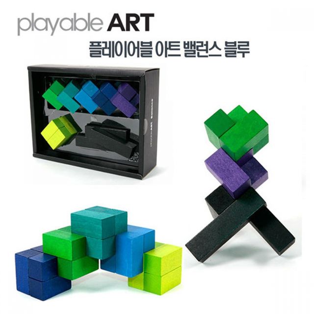 밸런스 블루 나무 블록 파란색 초록색 검은색